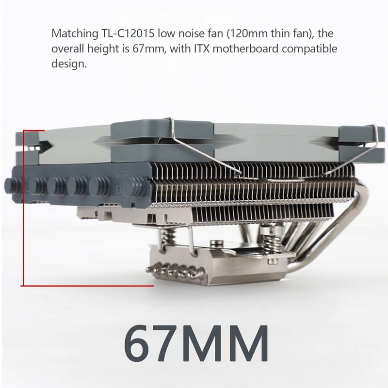Thermalright مبرد هواء منخفض الارتفاع AXP120-X67 لوحدة المعالجة المركزية مع مروحة TL-12015 PWM هادئة بحجم 120 مم، 6 أنابيب حرارية، ارتفاع 67 مم، متوافق مع AMD AM4/AM5 وIntel LGA 1700/1150/1151/1155/1156/1200 - Image 5